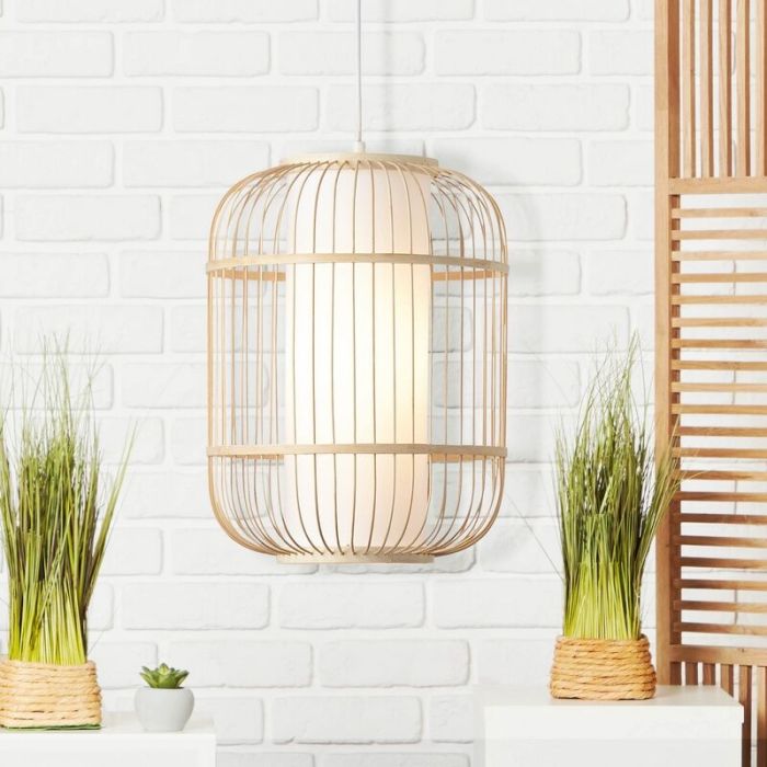 Wood pendant light white, Hans