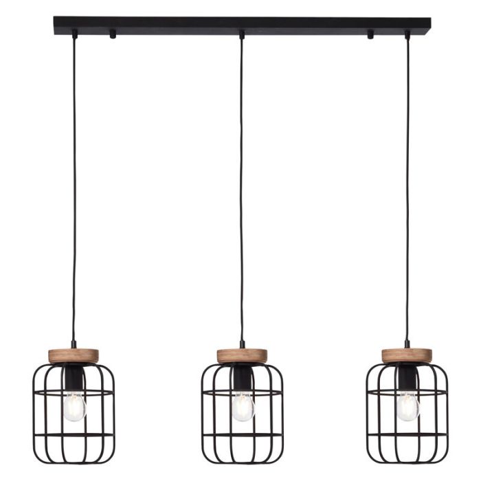 Wood dining table hanging lamp black, Taede
