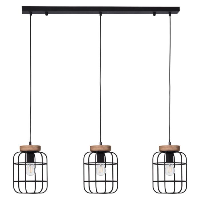 Wood dining table hanging lamp black, Taede