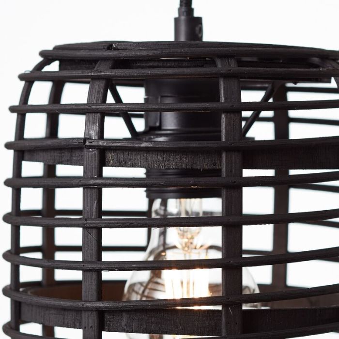Wood pendant light black, Deacon