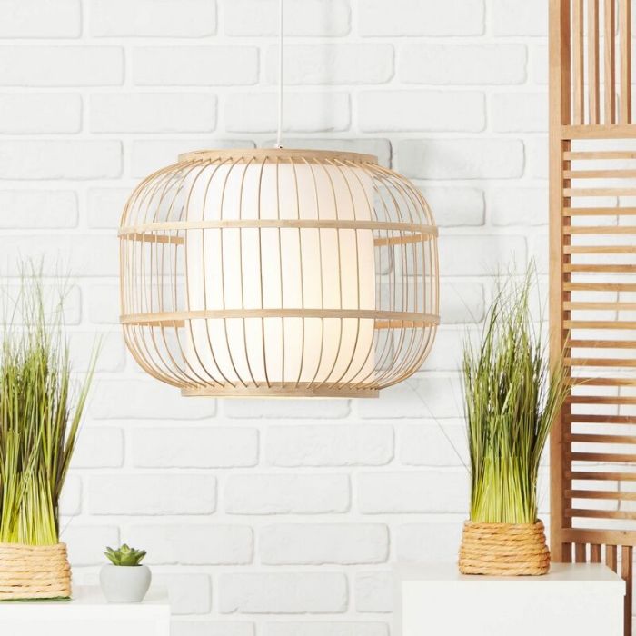Rustic pendant light wood, Hans