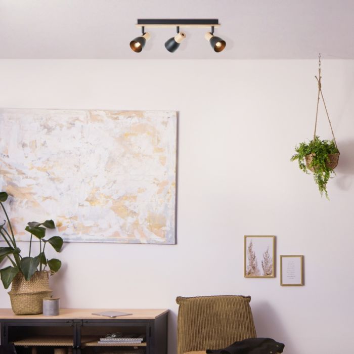 Rustic ceiling spotlight black, Tyrone