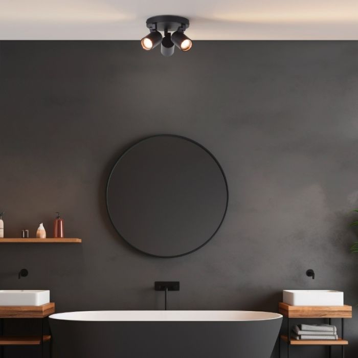 Modern ceiling spotlight black, Myrle, IP44