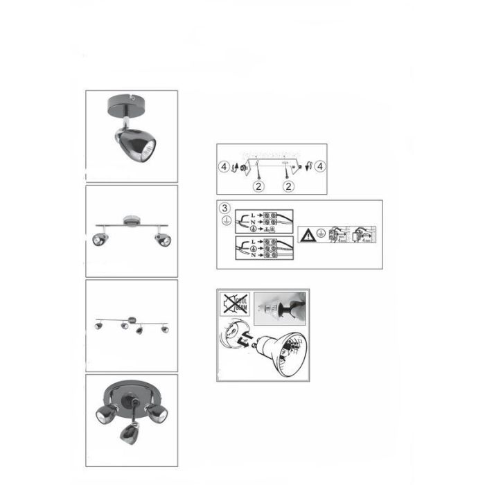 Metal ceiling light black, Khadra, 3W, 3000K LED