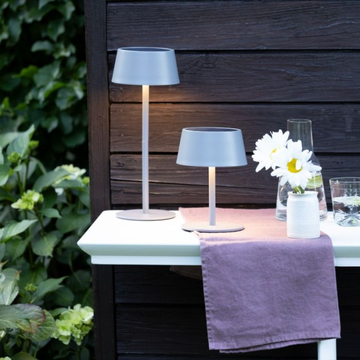 Modern solar outdoor wall light grey, Soumaya, 4W, 3000K LED, IP44, 3-step dimmable