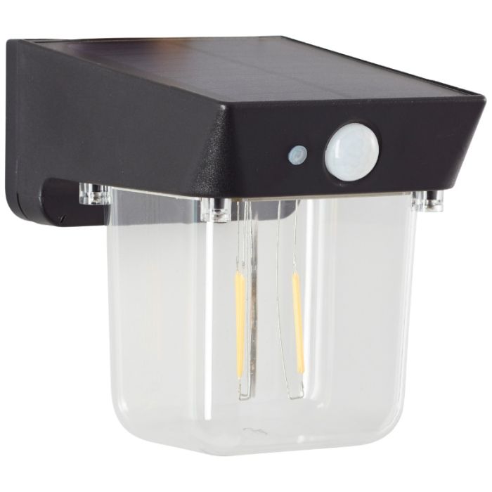 Modern solar outdoor wall light black, Steijn, 2W, 2700K LED, IP44