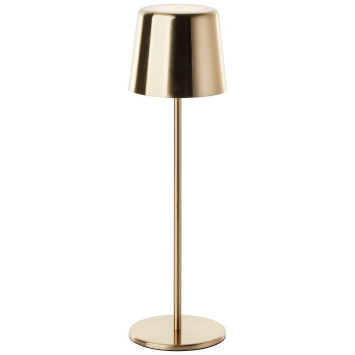 Modern rechargeable outdoor table lamp brass, Skander, 4W, warm to cold white adjustable LED, IP44, with touch dimmer