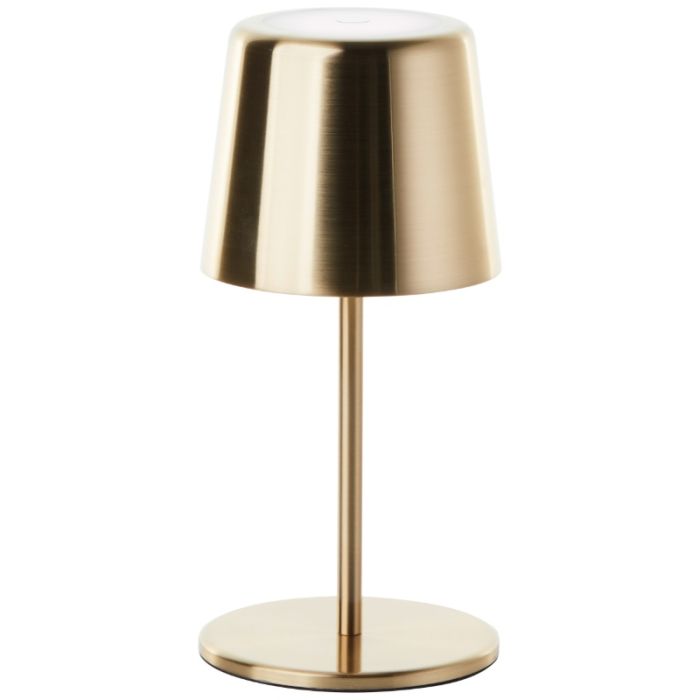 Modern rechargeable outdoor table lamp brass, Skander, 4W, warm to cold white adjustable LED, IP44, with touch dimmer