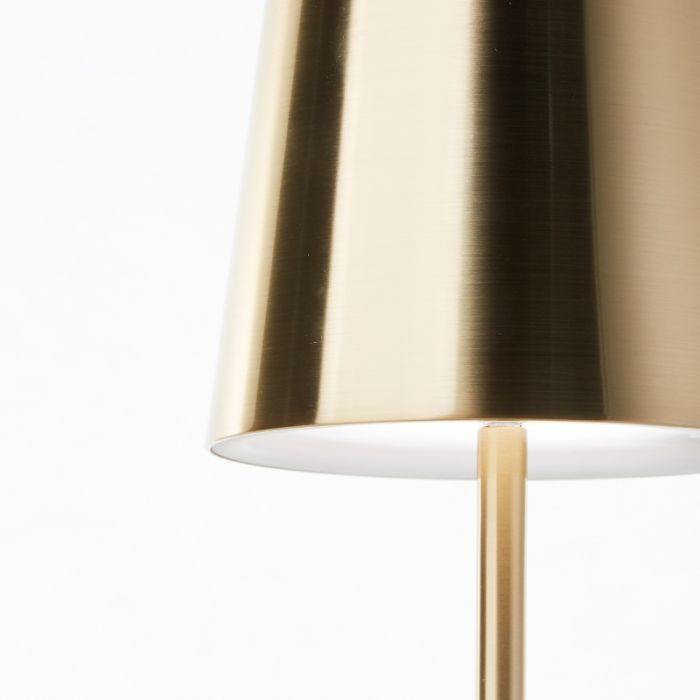 Modern rechargeable outdoor table lamp brass, Skander, 4W, warm to cold white adjustable LED, IP44, with touch dimmer