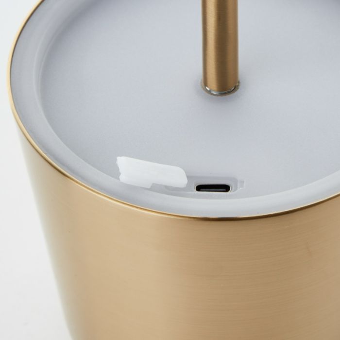 Modern rechargeable outdoor table lamp brass, Skander, 4W, warm to cold white adjustable LED, IP44, with touch dimmer