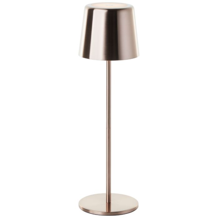 Modern rechargeable outdoor table lamp copper, Skander, 4W, warm to cold white adjustable LED, IP44, with touch dimmer