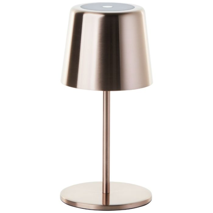 Modern rechargeable outdoor table lamp copper, Skander, 4W, warm to cold white adjustable LED, IP44, with touch dimmer