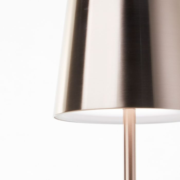Modern rechargeable outdoor table lamp copper, Skander, 4W, warm to cold white adjustable LED, IP44, with touch dimmer
