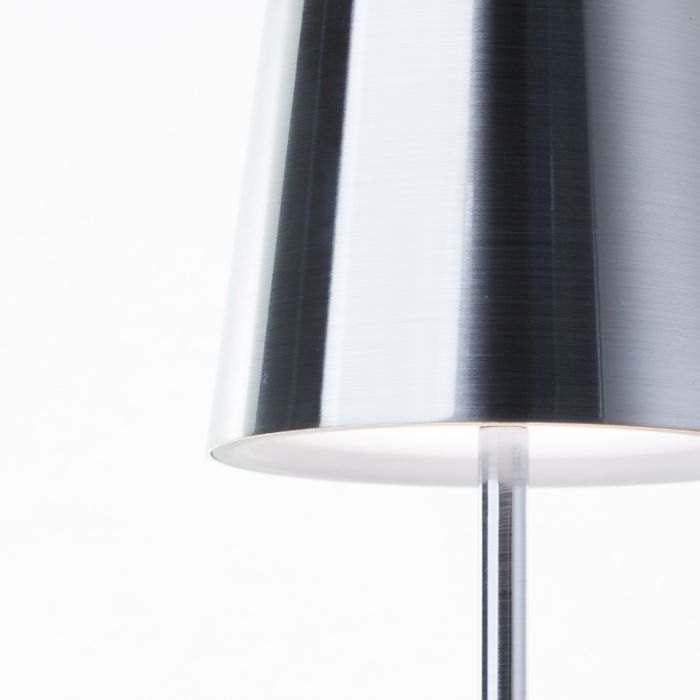 Modern rechargeable outdoor table lamp nickel, Skander, 4W, warm to cold white adjustable LED, IP44, with touch dimmer