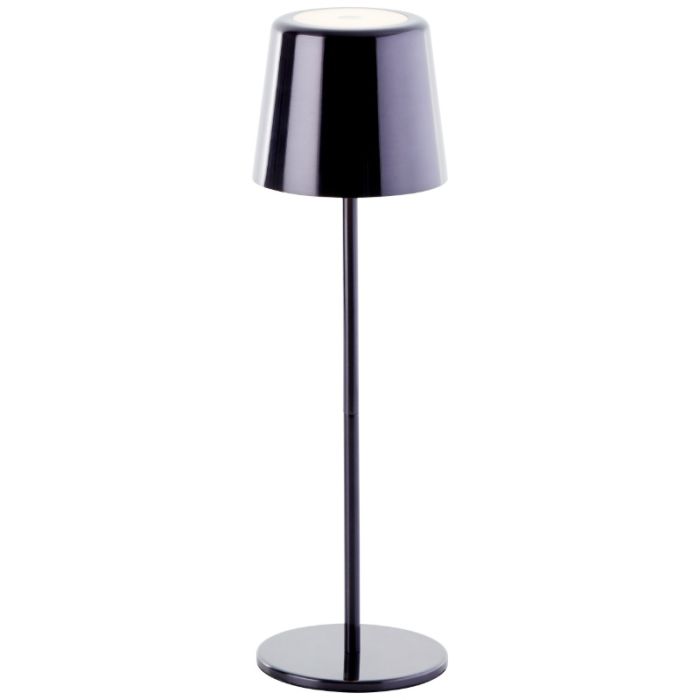 Modern rechargeable outdoor table lamp black, Skander, 4W, warm to cold white adjustable LED, IP44, with touch dimmer