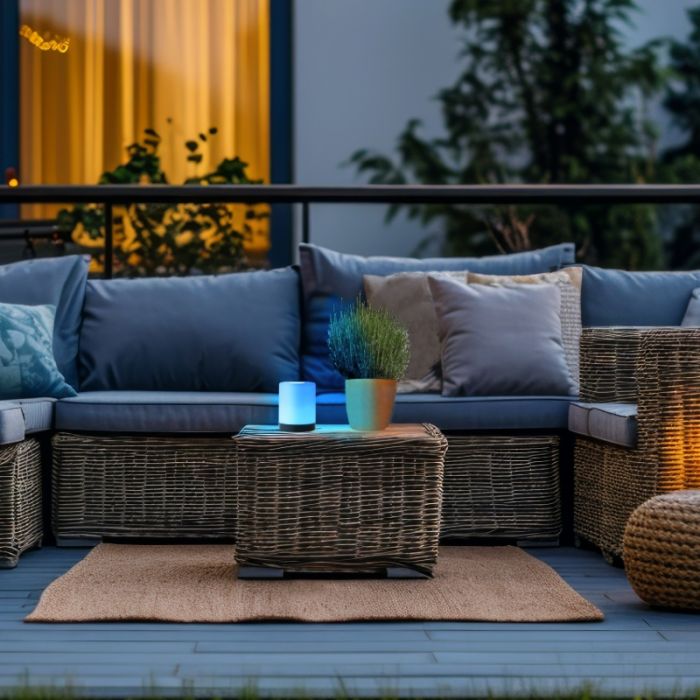 Modern outdoor table lamp black, Maezon, 1W, RGBW LED, IP44, with touch dimmer