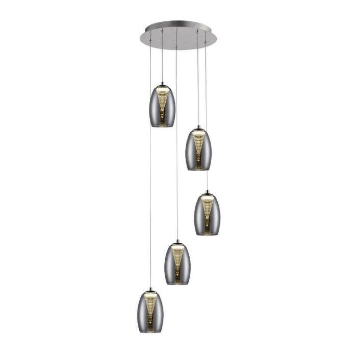 Modern dining table hanging lamp chrome, Aliyah, 5W, 3000K LED