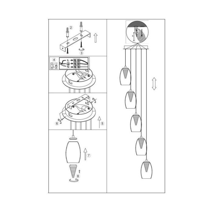 Modern dining table hanging lamp chrome, Aliyah, 5W, 3000K LED