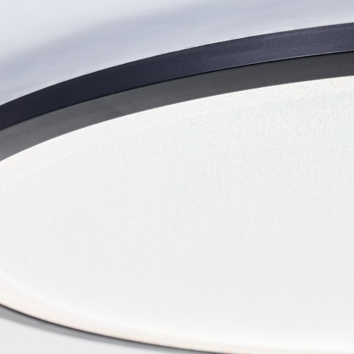 Modern LED panel ceiling light black, Yamal, 36W, warm to cold white adjustable LED, with remote control