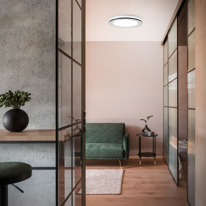 Modern ceiling light black, Merlijn, 36W, white switch LED, with remote control