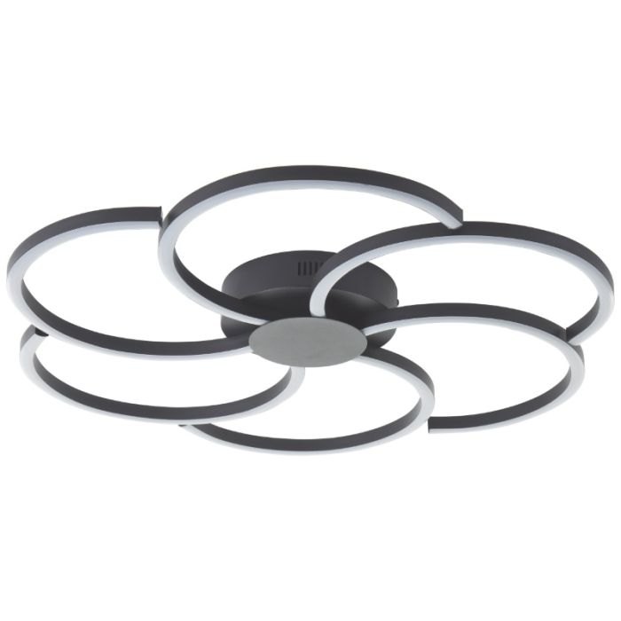 Design ceiling light black, Somia, 32W, warm to cold white adjustable LED, with remote control