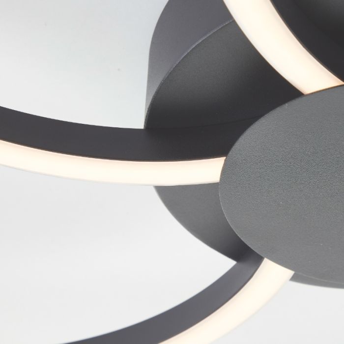 Design ceiling light black, Somia, 32W, warm to cold white adjustable LED, with remote control