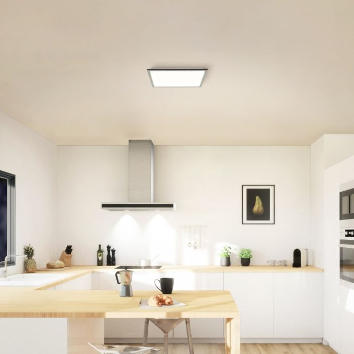 Modern LED panel ceiling light black, Usman, 24W, 4000K LED