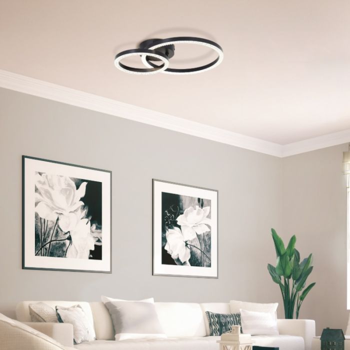 Design ceiling light black, Maladon, 20W, 4000K LED