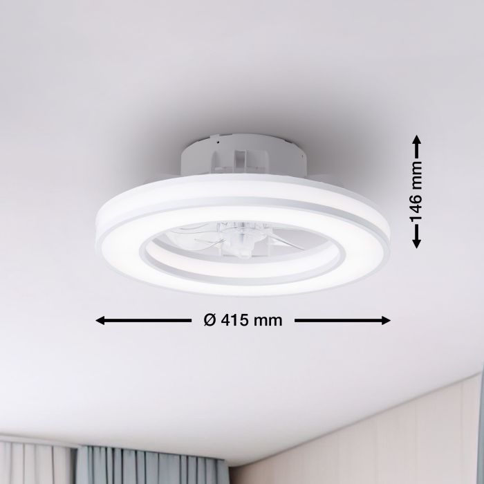 Modern ceiling fan white, Yari, 26W, RGBW LED, with remote control