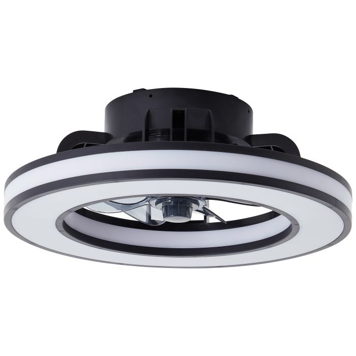 Modern ceiling fan black, Yari, 26W, RGBW LED, with remote control