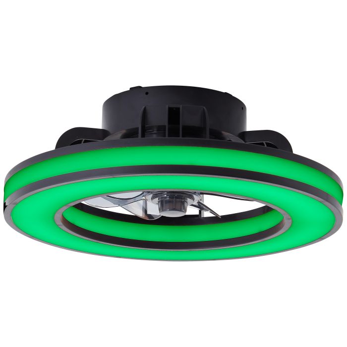 Modern ceiling fan black, Yari, 26W, RGBW LED, with remote control