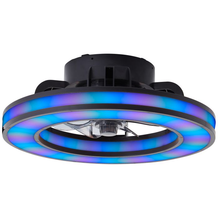 Modern ceiling fan black, Yari, 26W, RGBW LED, with remote control