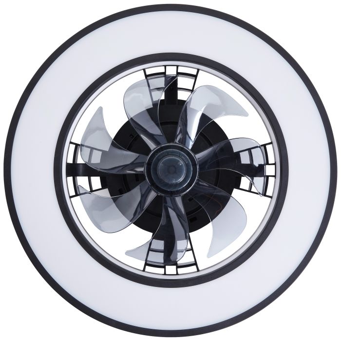 Modern ceiling fan black, Yari, 26W, RGBW LED, with remote control