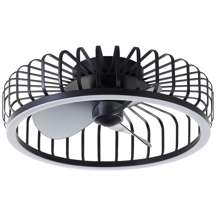 Modern ceiling fan black, Tolga, 36W, 2700K-4000K-6500K LED, with remote control