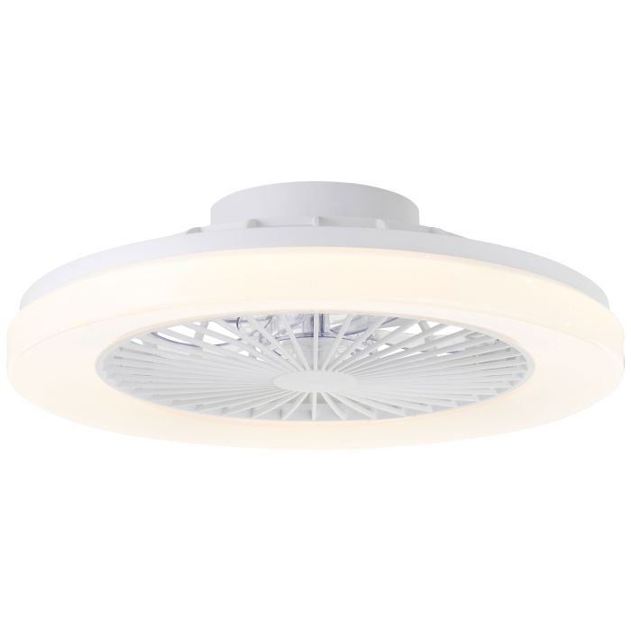 Modern ceiling fan white, Soren, 40W, warm to cold white adjustable LED, with remote control