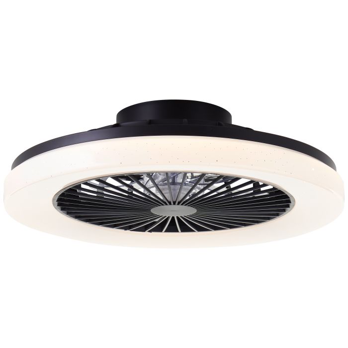 Modern ceiling fan black, Soren, 40W, warm to cold white adjustable LED, with remote control