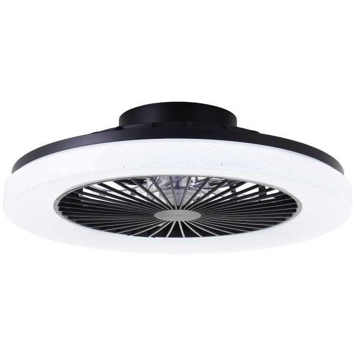 Modern ceiling fan black, Soren, 40W, warm to cold white adjustable LED, with remote control