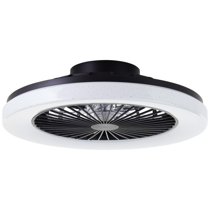 Modern ceiling fan black, Soren, 40W, warm to cold white adjustable LED, with remote control