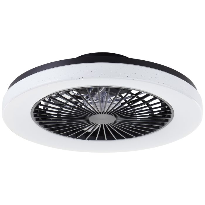 Modern ceiling fan black, Soren, 40W, warm to cold white adjustable LED, with remote control
