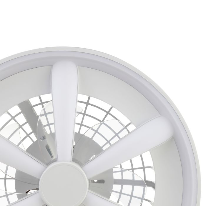 Plastic ceiling fan white, Roos, 48W, RGBW LED, with remote control