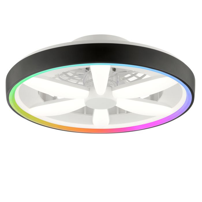 Plastic ceiling fan black, Roos, 48W, RGBW LED, with remote control