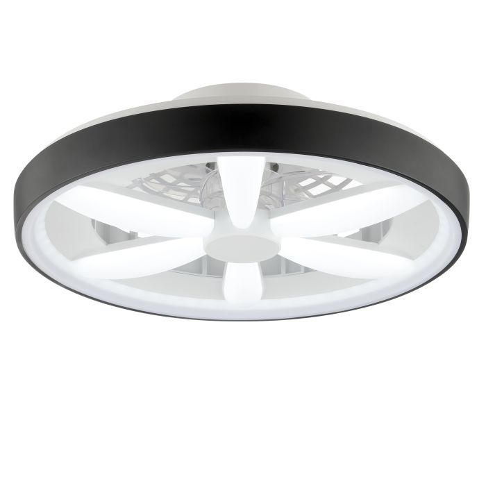 Plastic ceiling fan black, Roos, 48W, RGBW LED, with remote control