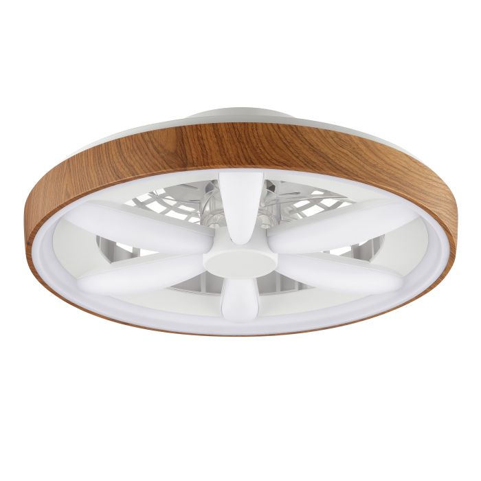 Plastic ceiling fan wood, Roos, 48W, RGBW LED, with remote control