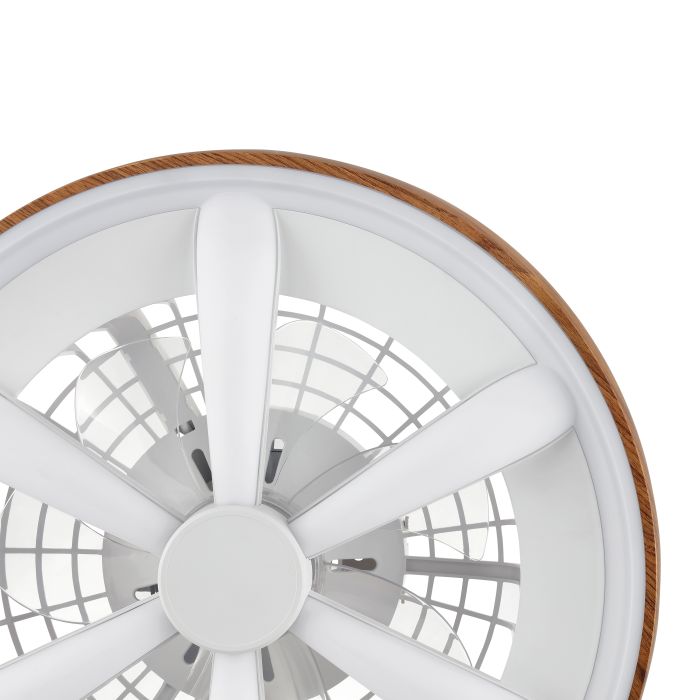 Plastic ceiling fan wood, Roos, 48W, RGBW LED, with remote control