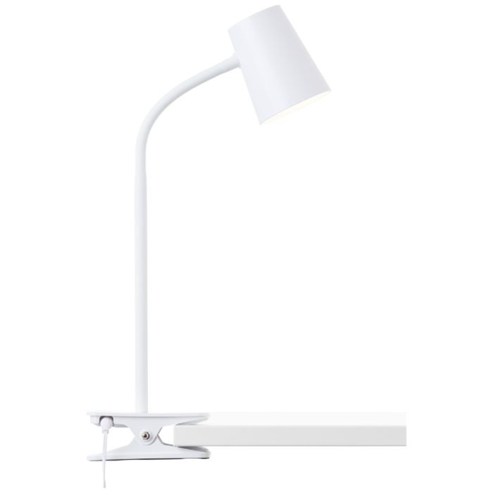 Plastic clip on light white, Musab, 7W, 3000K LED, 3-step dimmable