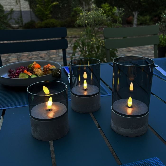 Outdoor candle set, Volkan, grey