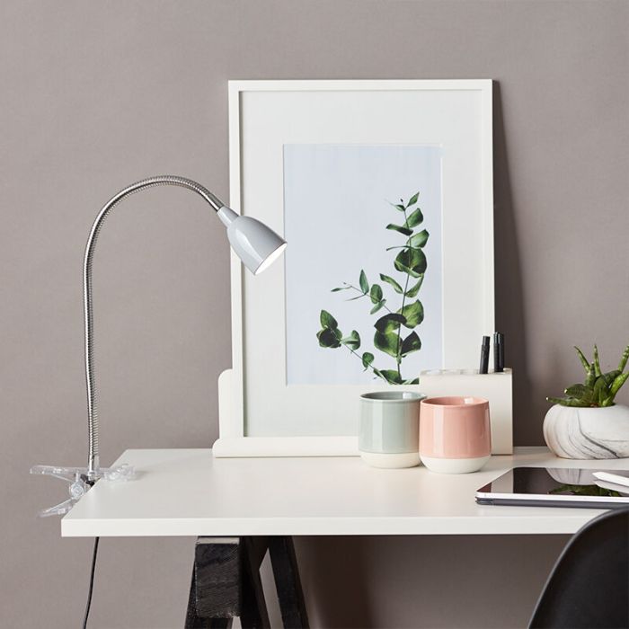 Plastic clip spotlight grey, Kit, 2,4W, 3000K LED, with switch