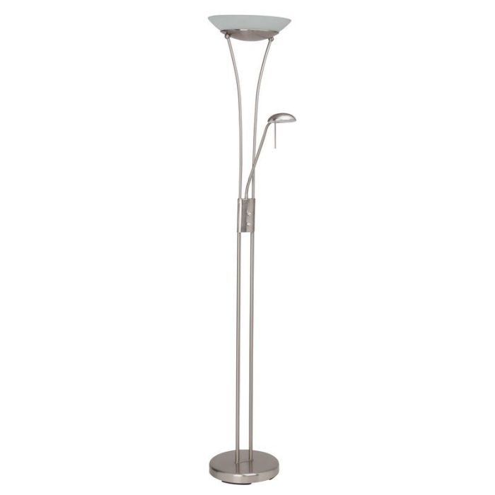 Glass reading floor lamp chrome, Ivan, 18W, 3000K LED, with switch