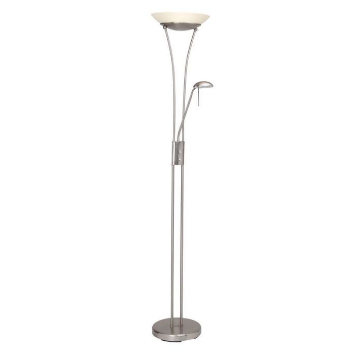 Glass reading floor lamp chrome, Ivan, 18W, 3000K LED, with switch
