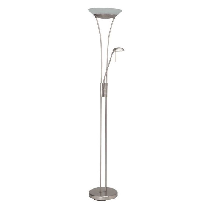 Glass reading floor lamp chrome, Ivan, 18W, 3000K LED, with switch